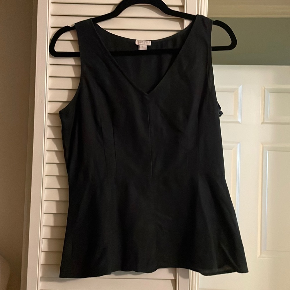 J crew black structured peplum tank